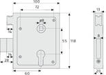ABUS Rim lock with closing latch ASS SF BB CL/DFNLI