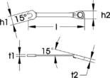 ELORA Combination Spanner with Ring Ratchet, reversible, ELORA-204-J 22 mm