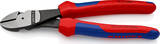 KNIPEX KNIPEX 74 22 200 Pince coupante de côté à forte démultiplication avec gaines bi-matière noire atramentisée 200 mm