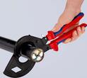 KNIPEX KNIPEX 95 32 320 Cable Cutter (ratchet principle, 3-stage) with multi-component grips black atramentized 320 mm