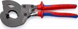 KNIPEX KNIPEX 95 32 340 SR ACSR Cable Cutter (ratchet action) for cables with a steel core with multi-component grips burnished