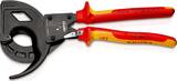 KNIPEX KNIPEX 95 36 320 Cable Cutter (ratchet principle, 3-stage) insulated with multi-component grips, VDE-tested black atramen
