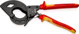 KNIPEX KNIPEX 95 36 320 Cable Cutter (ratchet principle, 3-stage) insulated with multi-component grips, VDE-tested black atramen
