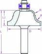 PROJAHN Roman Ogee Bit with Ball Bearing D 31,7 mm, L 44,8 mm, L2 13 mm