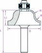 PROJAHN Roman Ogee Bit with Ball Bearing D 31,7 mm, L 44,8 mm, L2 13 mm