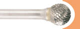 PROJAHN Tungsten carbide rotary burr ball, shape D d1 12.7 mm, shank 6.0 mm cut 3 fast mill cut for aluminium
