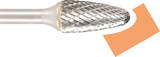 PROJAHN Tungsten carbide rotary burr ball nosed tree, shape F d1 8.0 mm, shank 6.0 mm cut 6 double cut