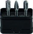 PROJAHN Tungsten carbide burr set 3 pcs. in plastic box shape B, C, F head diameter 9.6 mm