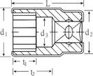 Stahlwille 3/8" VDE socket size 9mm L.43mm, bi-hexagon AS-drive, d1 18 mm