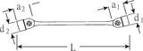 Stahlwille Double ended flexi-joint spanner FLEXI size 17 x 19mm L.250mm, a1 23,7 mm, a2 26,3 mm