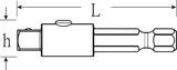 Stahlwille QuickRelease adaptor machine operated hexagonal 1/4" Outer-4kant 3/8" L.50mm, E 10 mm, 3/8 "