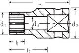 Stahlwille 1/4" Douille pour tournevis Taille 7/16" L.25mm, d1 15,7 mm, d3 10,4 mm