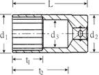 Stahlwille 3/8" Socket size 19/32" L.60mm, d1 20,6 mm, d3 14 mm