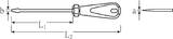 Stahlwille Screwdrivers for slotted screws 1,6mm x 10,0mm L.200mm, a 1,6 mm, 10,0 mm