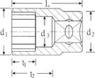 Stahlwille 1/2" Socket size 1 3/16" L.45mm, d1 39 mm, d3 28 mm