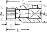Stahlwille 1/2" Socket spline-drive size 3/8" L.38mm, d1 15,5 mm, d2 22 mm