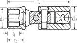 Stahlwille 1/2" UNIFLEX socket size 10mm L.70mm, d1 14,7 mm, d3 9 mm