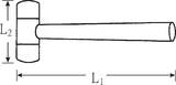Stahlwille Rubber composition hammer L.380mm 1220g 90Shore, 90 mm, L1 380 mm