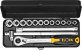 ELORA - SHOP ELORA Socket Set 1/2, hexagon, 14-pcs. 7/16-1 AF, ELORA-771-LKAU -